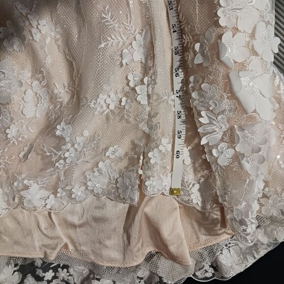 NEW Mac Duggal Glitter Floral Applique Column Evening Gown Ivory Size 12 Wedding - Picture 16 of 16